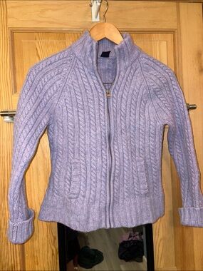 Y2K Style Lavender Cable Knit Cropped Sweater Woman’s Sz M